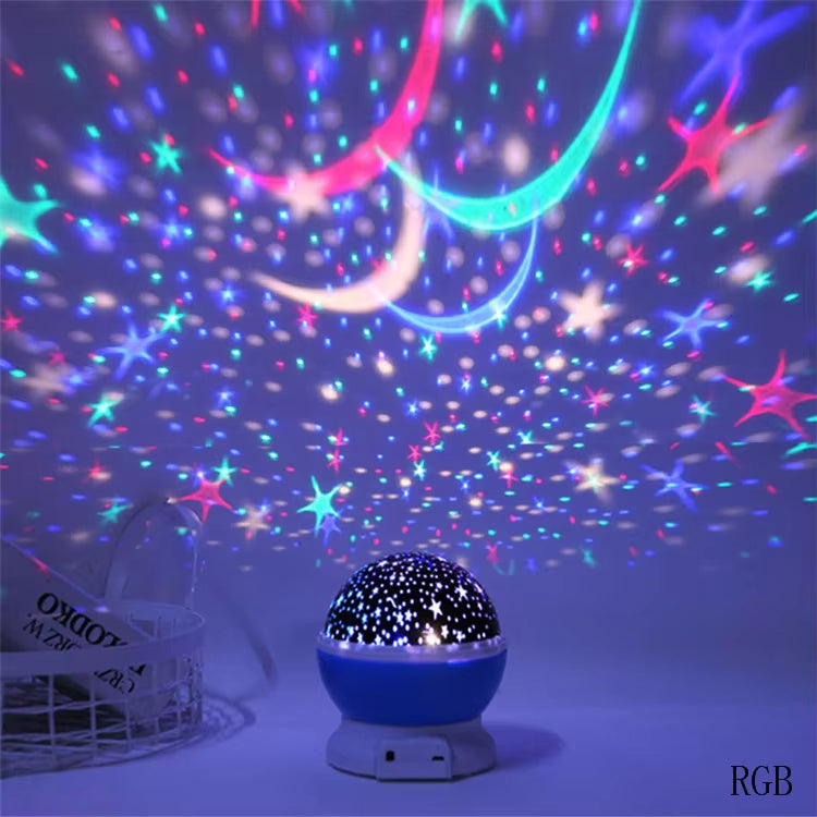 3D Moon Night Light Lamp -Color Starry Projector, USB & Battery Powered